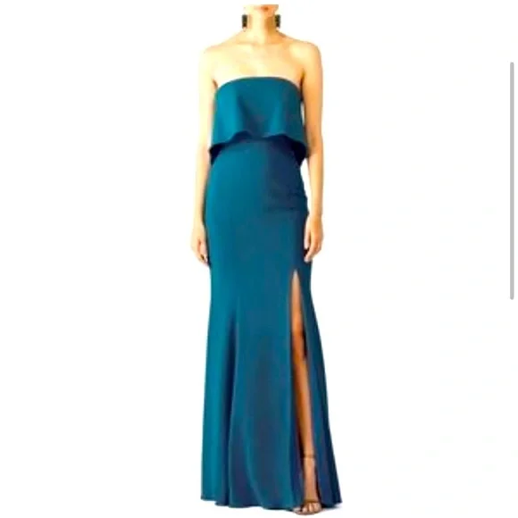 Jay Godfrey Clark Dress strapless teal floor length gown size 2 - Picture 1 of 4